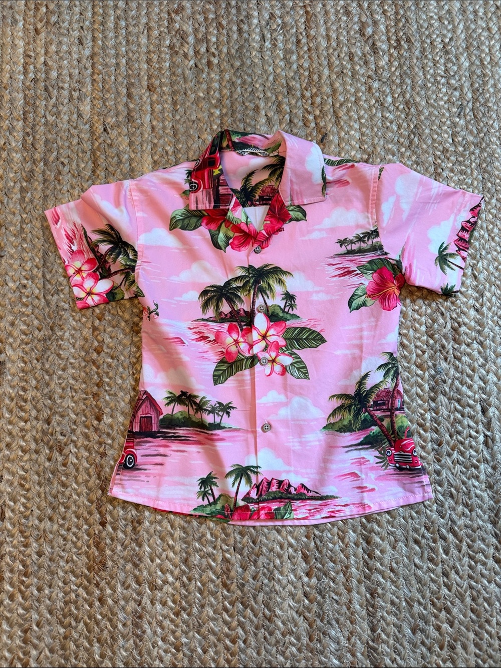 Pink Tropical Floral Kids' Hawaiian Shirt